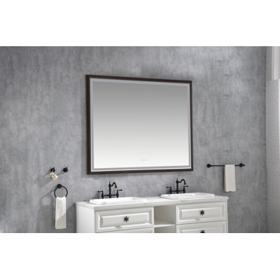 Miroir de salle de bain 60 "x 48" à DEL avec cadre en aluminium