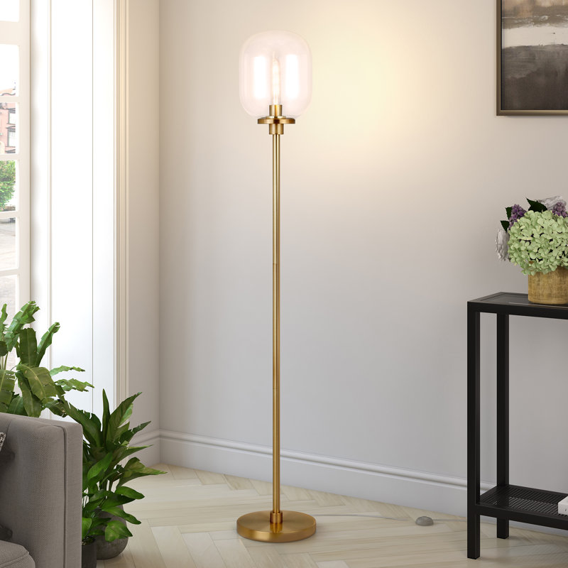 Lampe sur pied traditionnelle 69 po Boystown, Blanc, Laiton