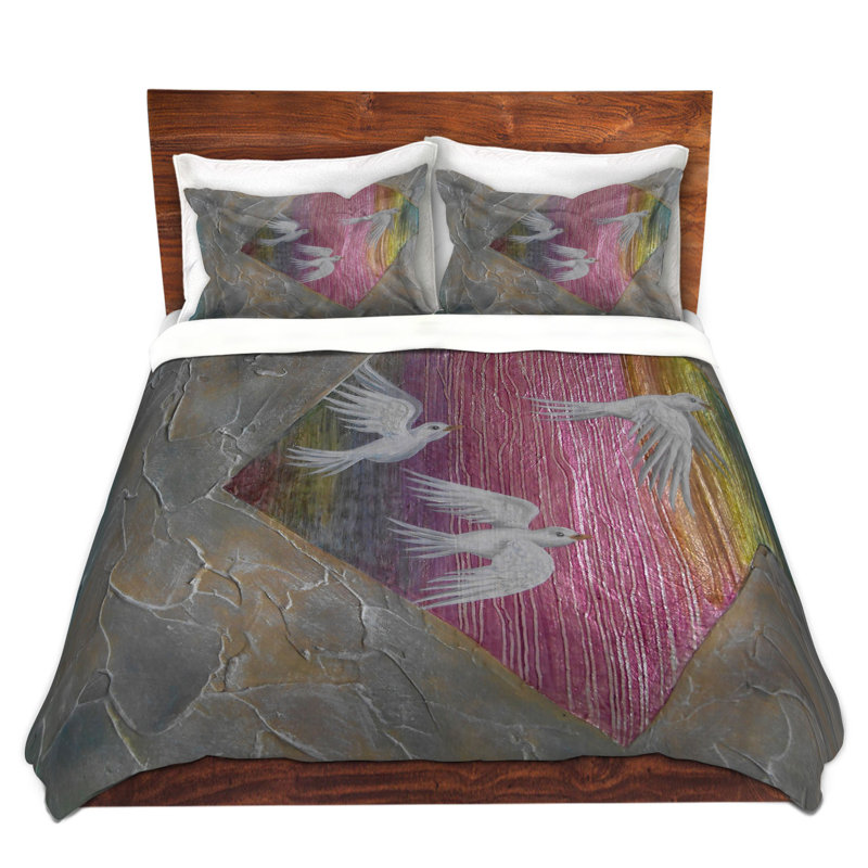 Ensemble de housse de couette en microfibre DiaNoche par Jennifer Baird - White Birds 2