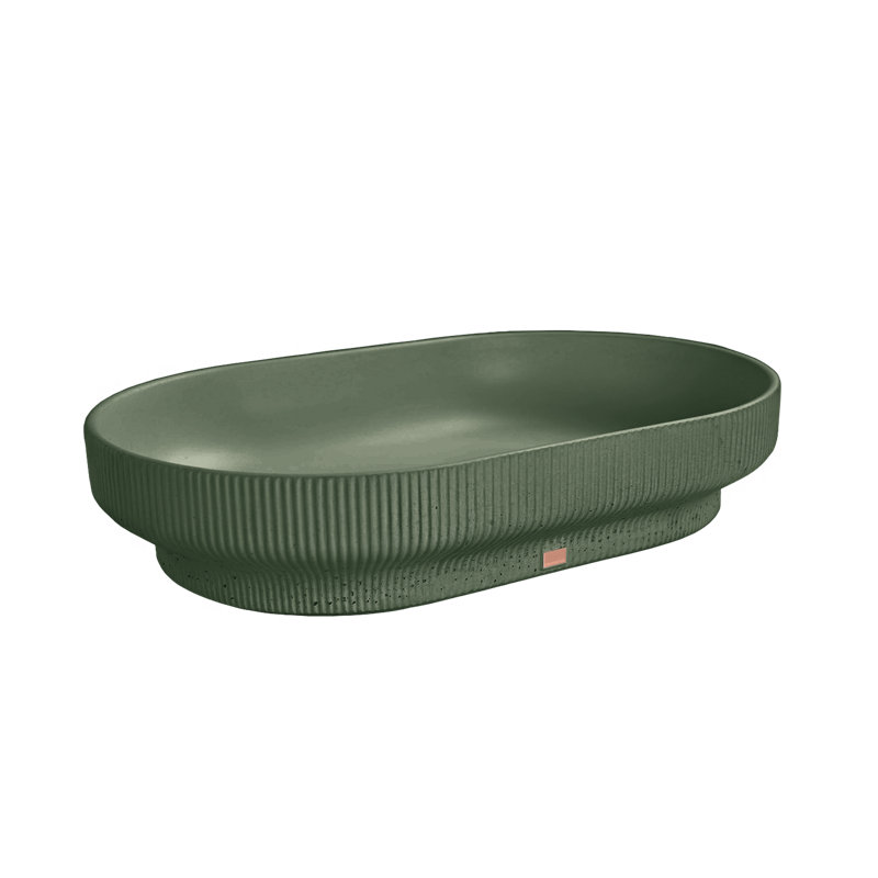 Lotus Oval Concrete Vessel Sink, Amazonic Green
