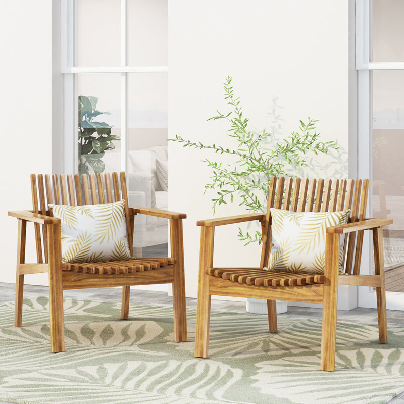 Fauteuils club d'extérieur durables en lattes de bois d'acacia avec coussins confortables pour une expérience relaxante sur le patio