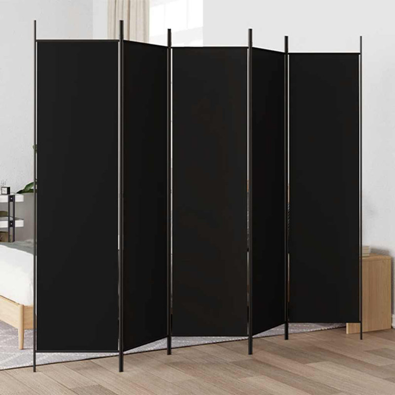Paravent 5 panneaux diviseur d'intimité noir 98,4 x 78,7 po, Black