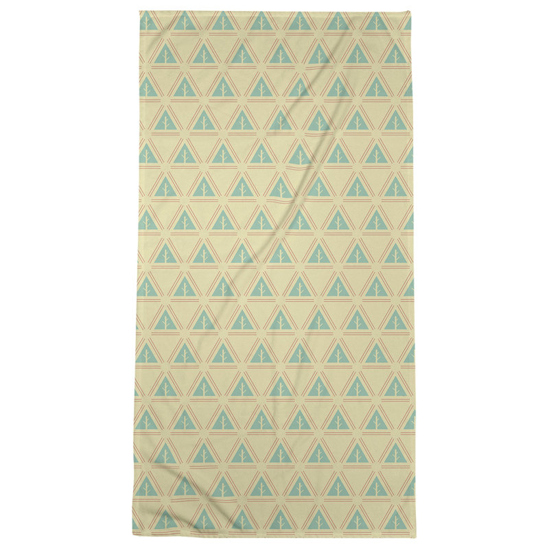 Serviette de plage d’arbre minimaliste classique Barbra, Bleu / Vert / Rose