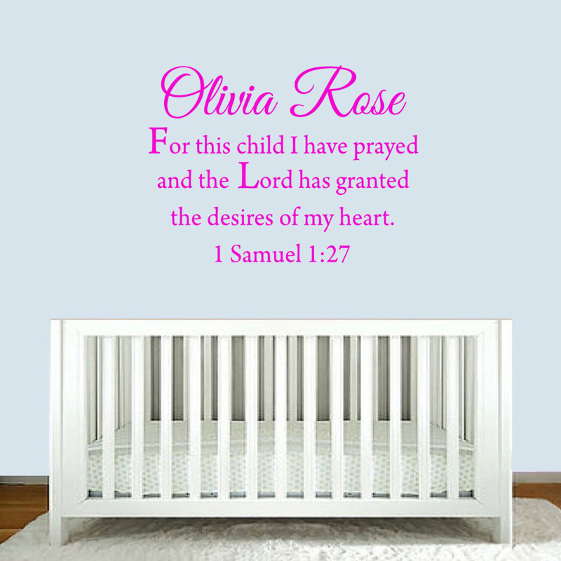 Décalcomanie murale pour cet enfant i a prayed Colindale, H 24 po x l 30 po x P 0,01 po, Oui, Rose vif