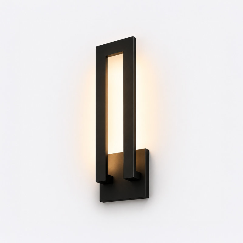 Applique murale d'extérieur à DEL 19 po 5 CCT, grandes lumières murales à intensité variable intégrées, luminaires extérieurs en aluminium, noir mat