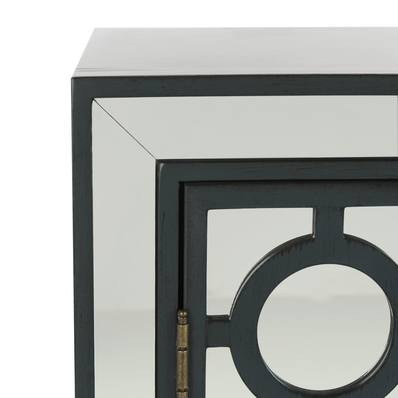 Armoire décorative à 2 portes miroir Glacaeu, Sarcelle acier