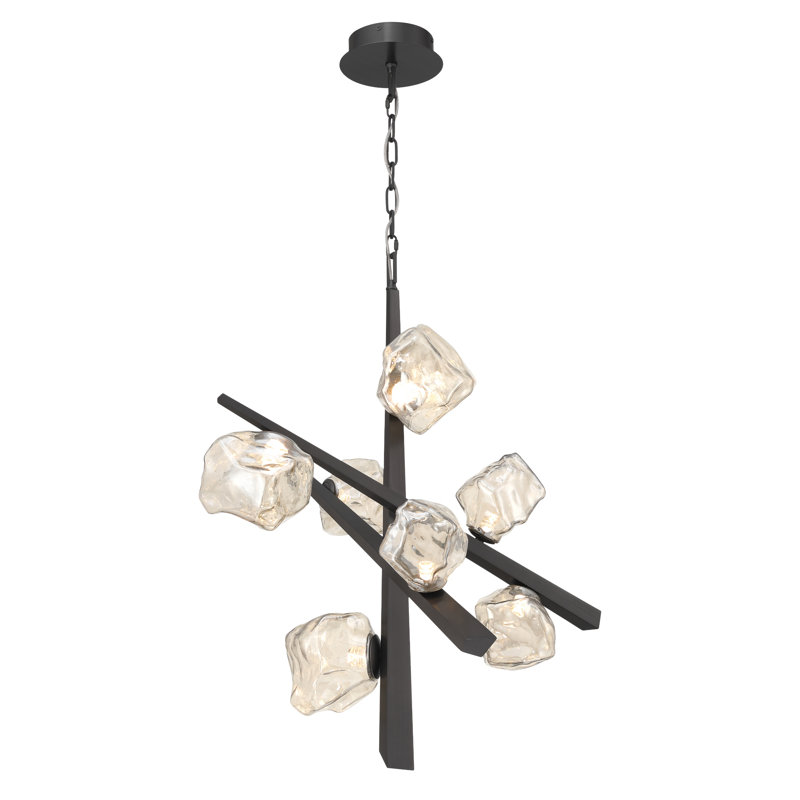 Lustre 7 lumières Thorah, Nickel satiné