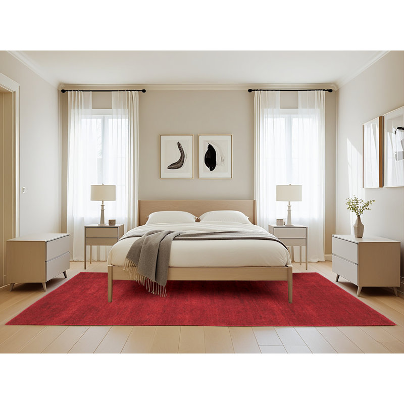 Tapis de zone rouge contemporaine, Rectangle 5 pi x 8 pi