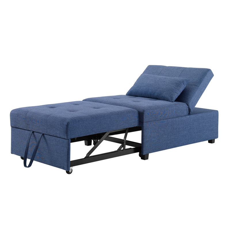 Méridienne-lit convertible rembourrée 3 en 1 Hulse, Polyester bleu