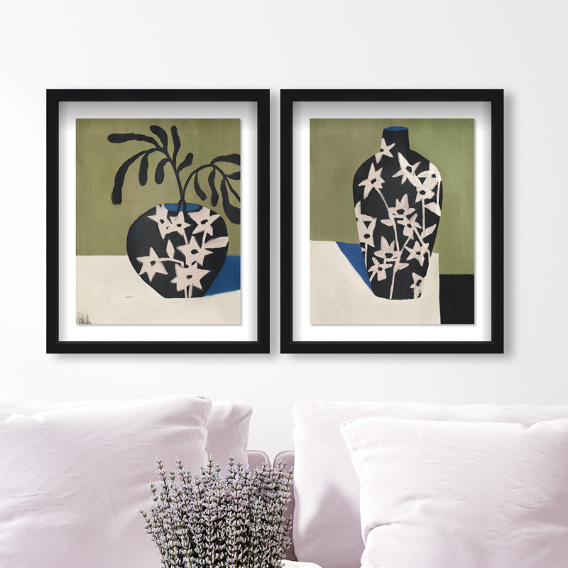 Noir Vase Set Set by Oliver Gal, 93"H x 75"W, Black Shadowbox