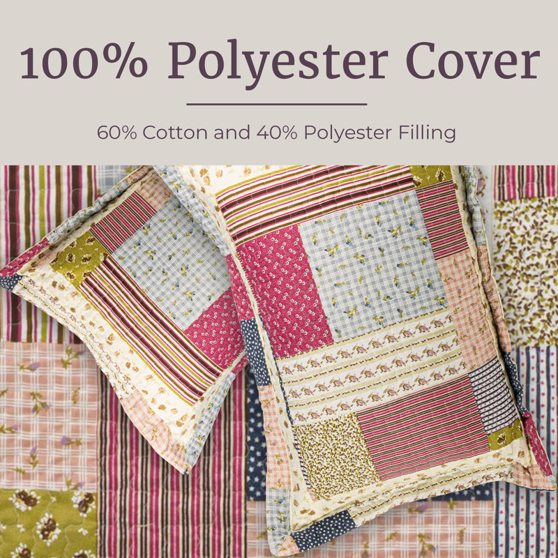  Patchwork Quilt Set - with Pillow Sham/s - Machine Washable Lightweight Multicolor Bedding, King Quilt + 2 Shams