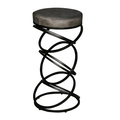 Traun Leather 30" Bar Stool, Gray by Red Barrel Studio