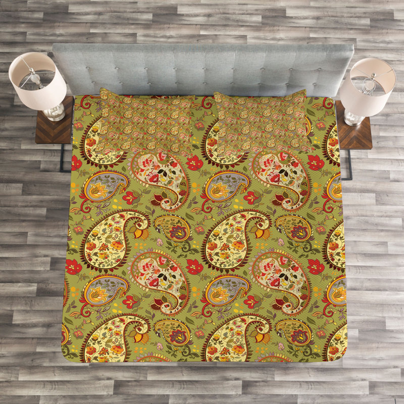 Colourful Eastern Oriental Persian Inspired Bedspread Set, 220 x 264 cm