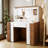 44.4" Elegant Vanity Table with Large Lighted Mirror & Power Outlet, Dressing Table with 7 Drawers & Shelves