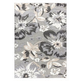 Floral Beige/Gray/Ivory Indoor & Outdoor Area Rug Gray
