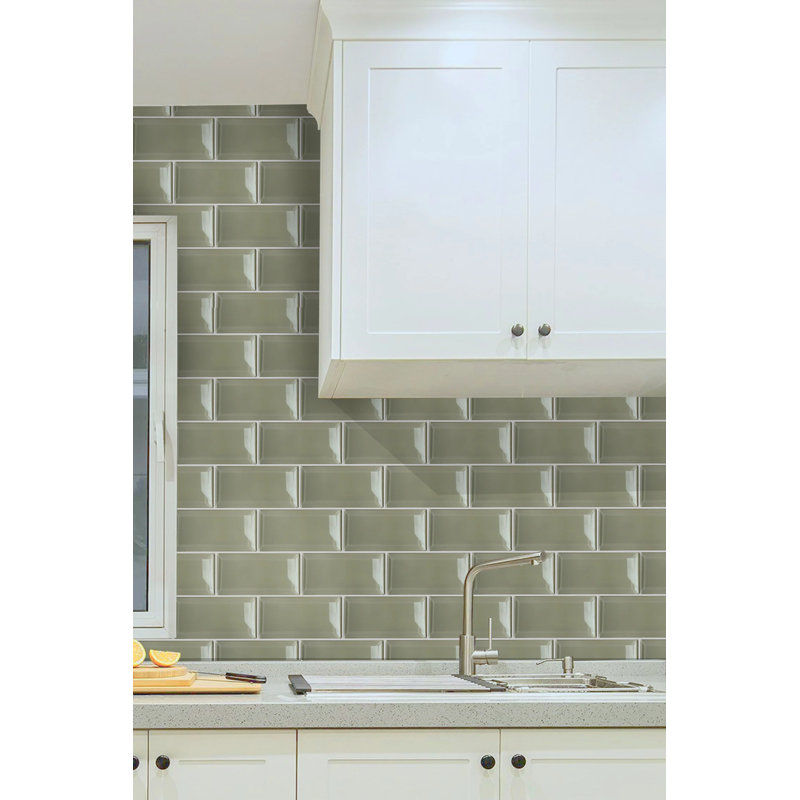 Carrelage mural en verre Bevel Nude 4 po X 8 po (0,22 pi2 / pièce), Clair