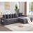 110.75" Modular L Shaped Sofa, Corduroy Fabric Sectional Couch,With A Movable Footstool, Cup Holders,Bring 8 Throw Pillows,Side Pocket,Unfold Into A Bed,Dark Gray-801475376