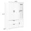 Armoire 4 portes avec miroir, armoire à DEL avec portes et 2 tiroirs, armoire de rangement en bois avec tringle, tablettes réglables, blanc-1007716955