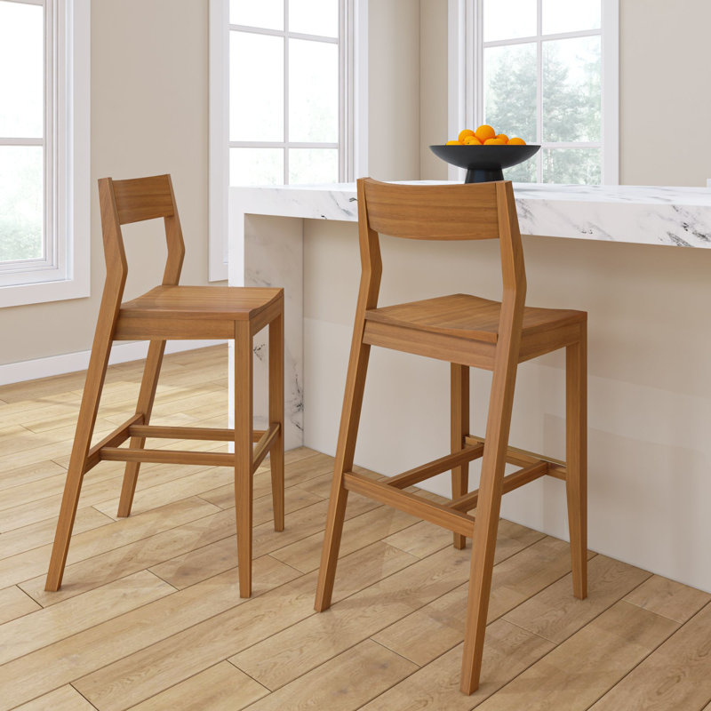 Modern Bar Height Chair (44in) - 2 Pack, Pecan, Pecan