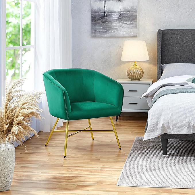 Sunvir Velvet Swivel Club Chair, Green Velvet