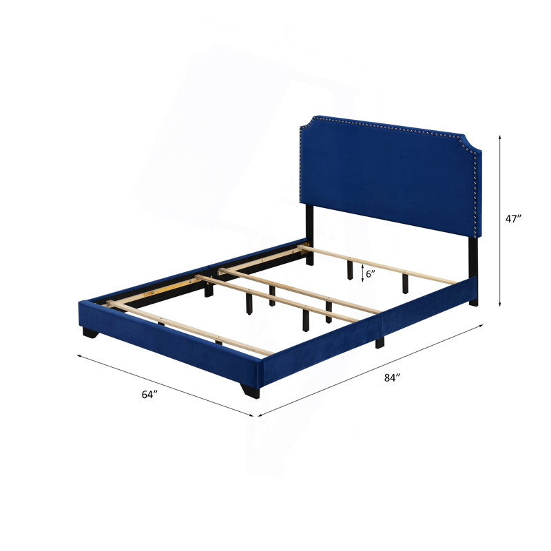 Grand lit en velours bleu Haemon