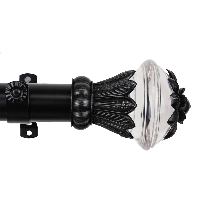 Tringle à rideaux simple Siciliano, Noir, H 3,5 po x l 96 po x P 4,5 po