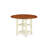 3 Piece Dining Table Set Contains a Round Dining Room Table with Dropleaf & Shelves and 2 Linen Fabric Chairs, Buttermilk & Cherry-1351354518