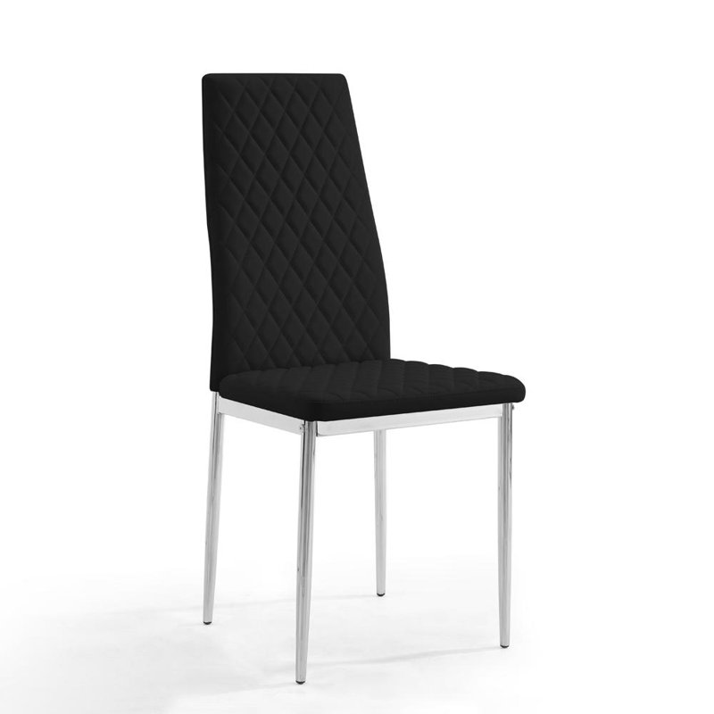 Dannah 48cm H Upholstered Upholstered Back Side Chair, 6, Black, Chrome