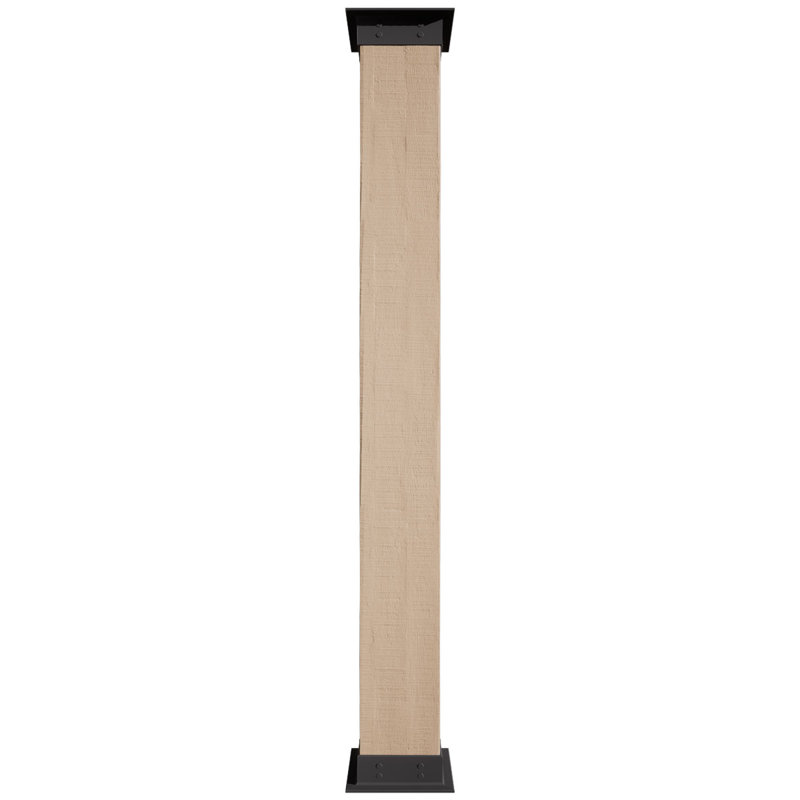 Enveloppe de colonne carrée Timberthane, H 216 po x l 16 po x P 16 po, Cèdre brut, Base et base en faux fer