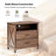 Table de bout moderne à 2 tiroirs en bois massif avec prise électrique Cadena