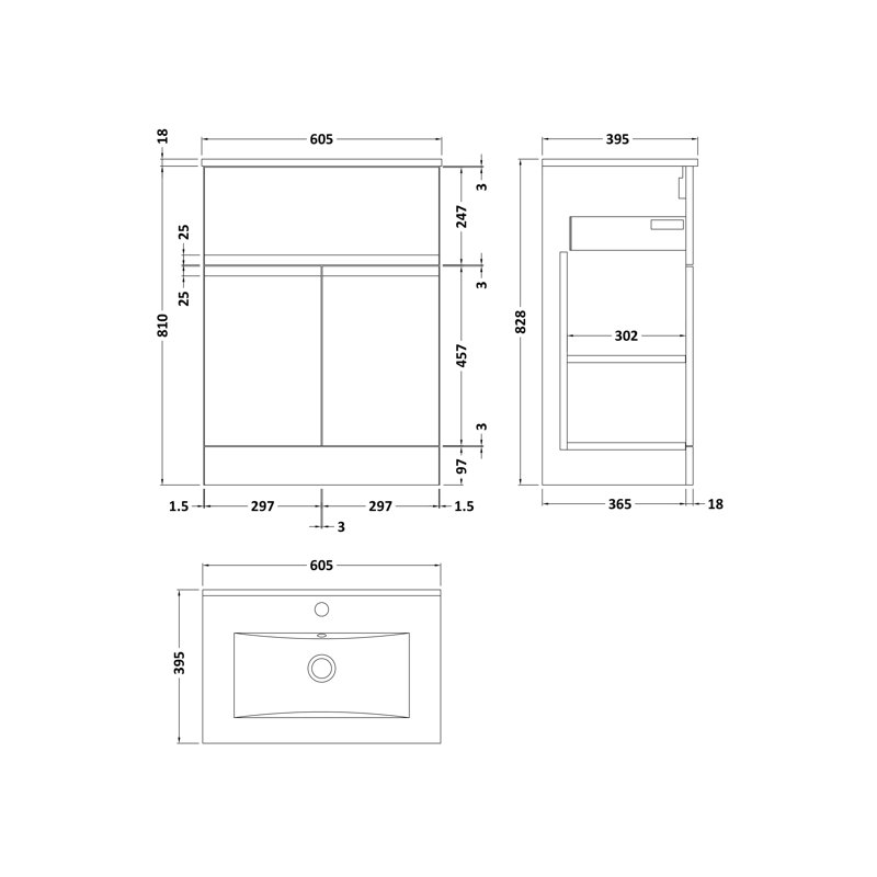 Urban 605mm Single Bathroom Vanity with Integrated Basin, Satin Green