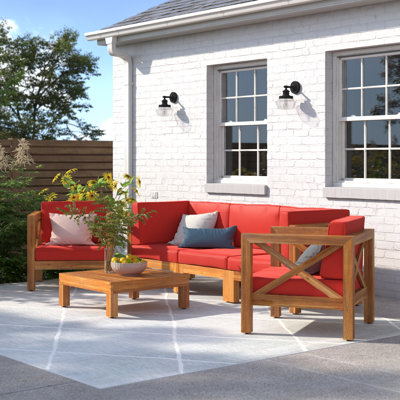 Raymo Acacia 5 - Person Patio Conversation Set with Cushions