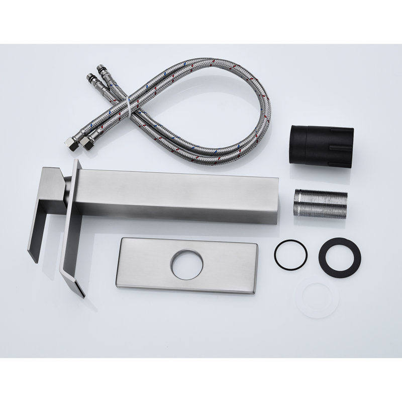 Robinet à poignée simple pour évier de salle de bain avec bonde escamotable sans trop-plein, acier inoxydable de haute qualité en nickel brossé, débit régulier, débit d'eau précis et régulation de la température,