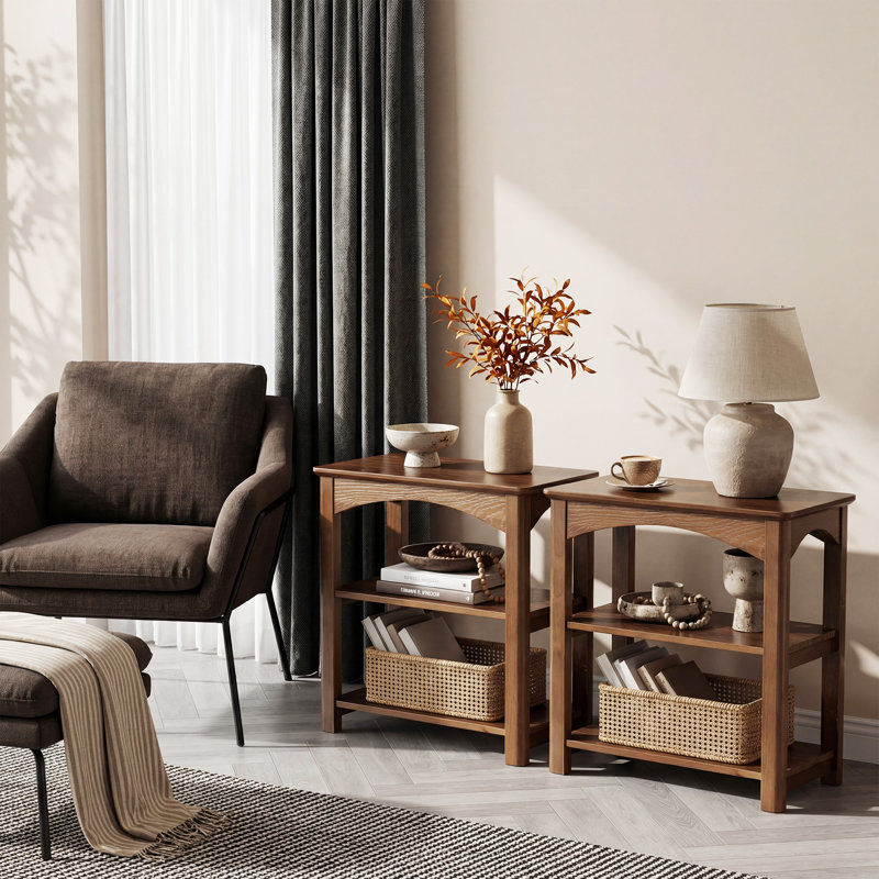 Solid Wood End Table, Set of 2
