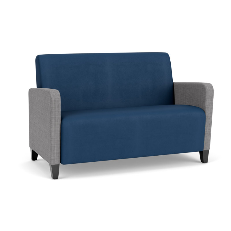 Causeuse de réception Ravenna, Chambray gris / Patriot Plus Blue Ridge, Bois noir