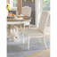 Élégante salle à manger rustique 5 pièces avec table ronde et 4 chaises d'appoint, sièges rembourrés en tissu, finition blanc antique, fabrication en bois massif, base en piédestal, incrustations complexes Détails style A, bois