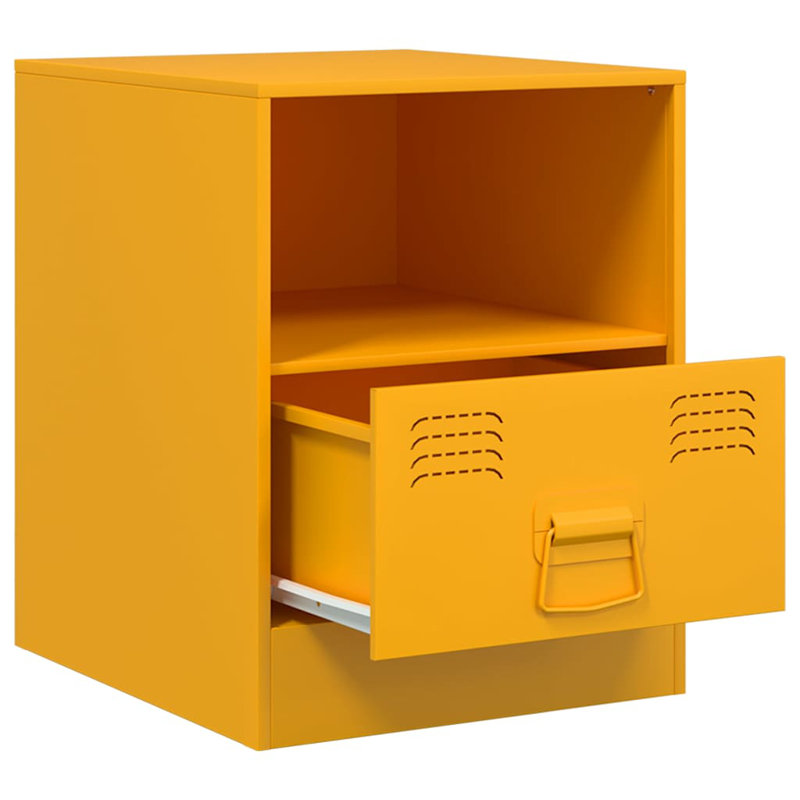 34.5cm W Steel Bedside Table, Mustard Yellow