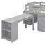 Lit mezzanine double gris avec bureau rétractable, 3 tiroirs de rangement, escalier à tablettes, bois de pin et facile à assembler, solution d'économie d'espace avec tablettes d'écriture, assemblage solide,-130156057
