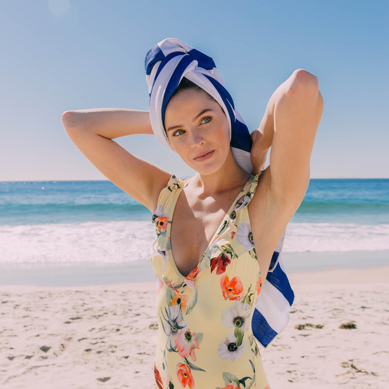 Serviette de plage, Bleu marine / blanc