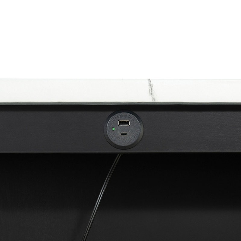 3 pièces: table haute brillance avec tabourets en tissu noir / blanc / rectangulaire