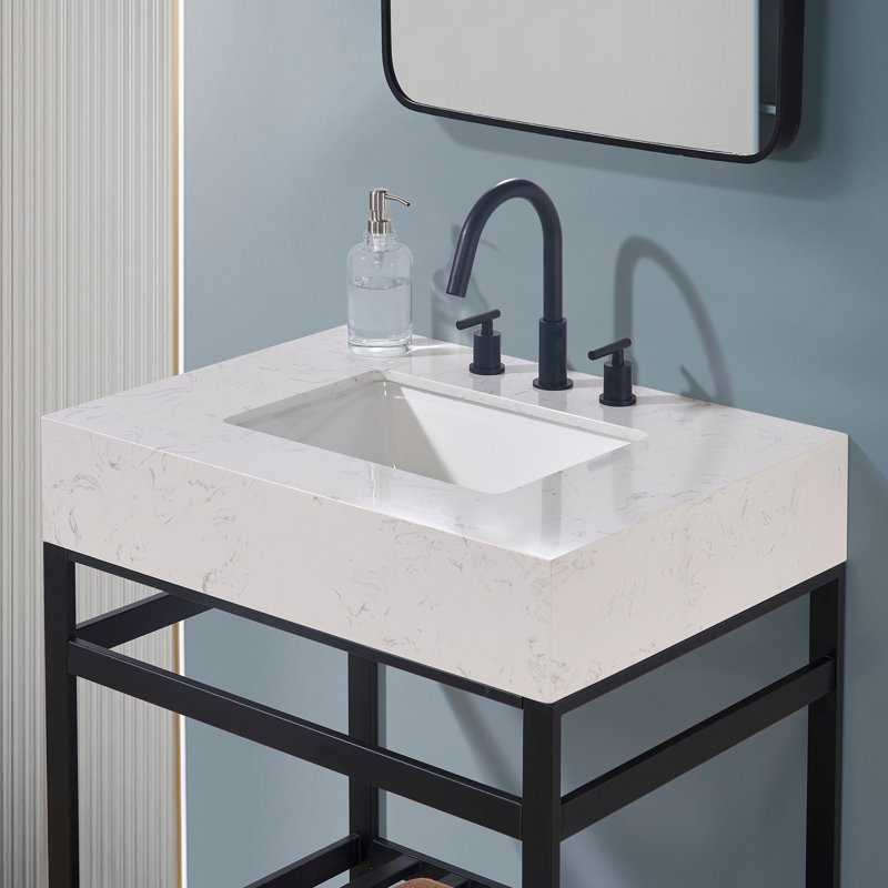 Plateau de meuble-lavabo simple 30 po blanc Aosta avec lavabo