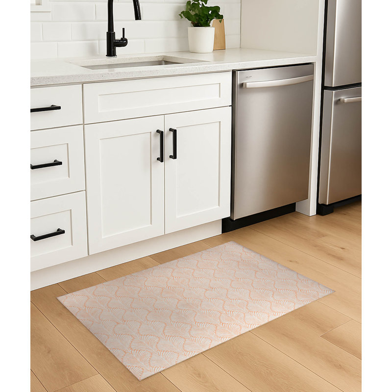Tapis de cuisine antidérapant Elegant Palms, Rectangle 4pi x 6 pi, Pêche