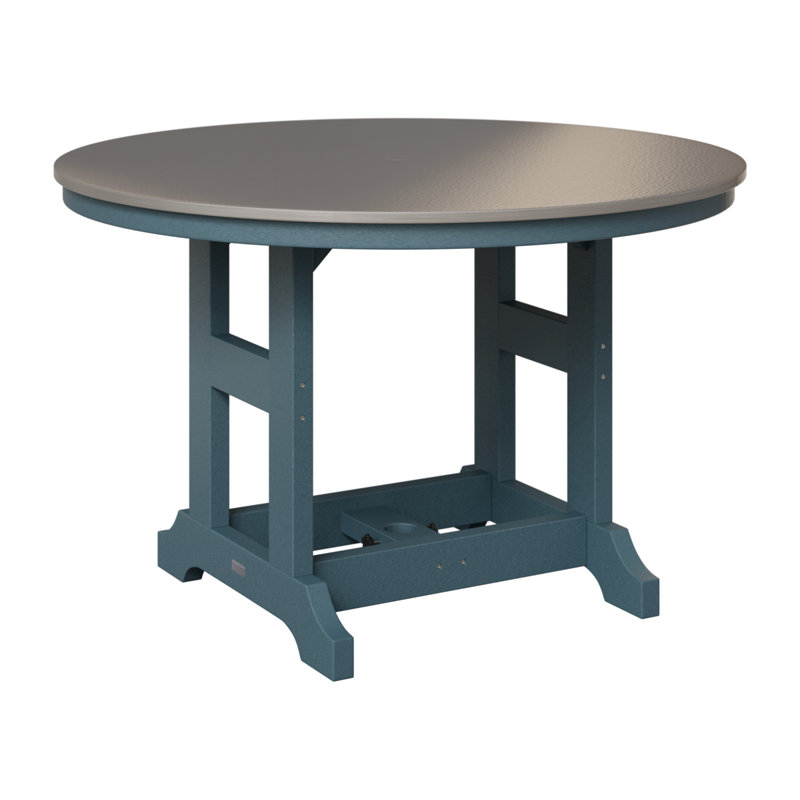 Table de bar ronde Berlin Garden, Acier inoxydable martelé, Ardoise, H 39,5 po x l 48 po x P 48 po