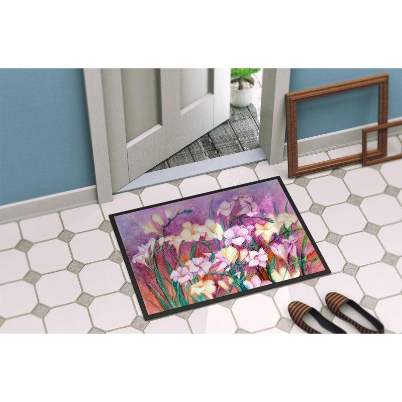 Paillasson d’extérieur antidérapant Tuscarawas freesias, Rectangle 2 pi x 3 pi