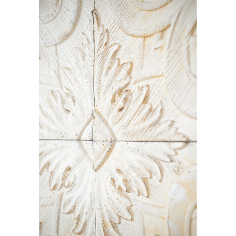 Panneaux muraux carrés 100% bois de sapin naturel, 17,5 po x 17,5 po, médaillon vieilli, pour décors variés blanc délavé