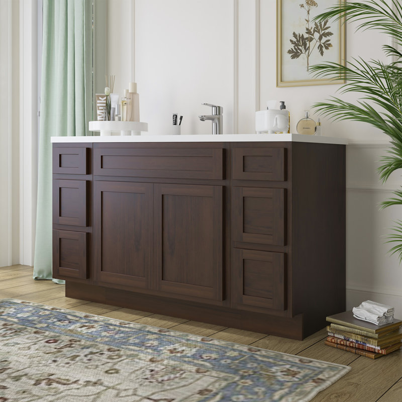 Base de meuble-lavabo simple 57 po seulement, Brun