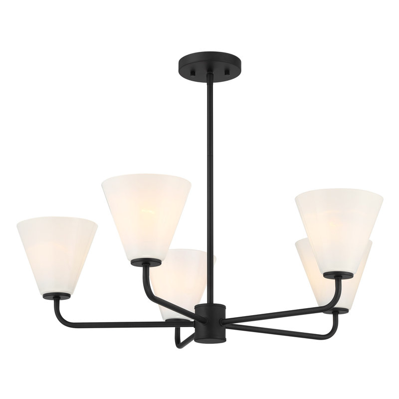 Lustre Hashimoto , 5 lumières, Noir mat, H 9,25 po x l 30 po x P 30 po