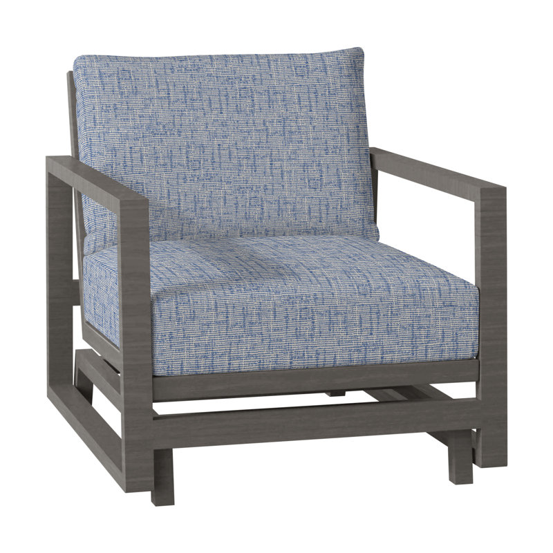 Avondale Patio Lounge Chair with Cushions, Slate Grey, No Welt, Avila Natural White