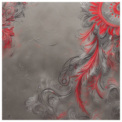 Red Gray Floral Swirls Wall Tapestry - Floral Wall Decor