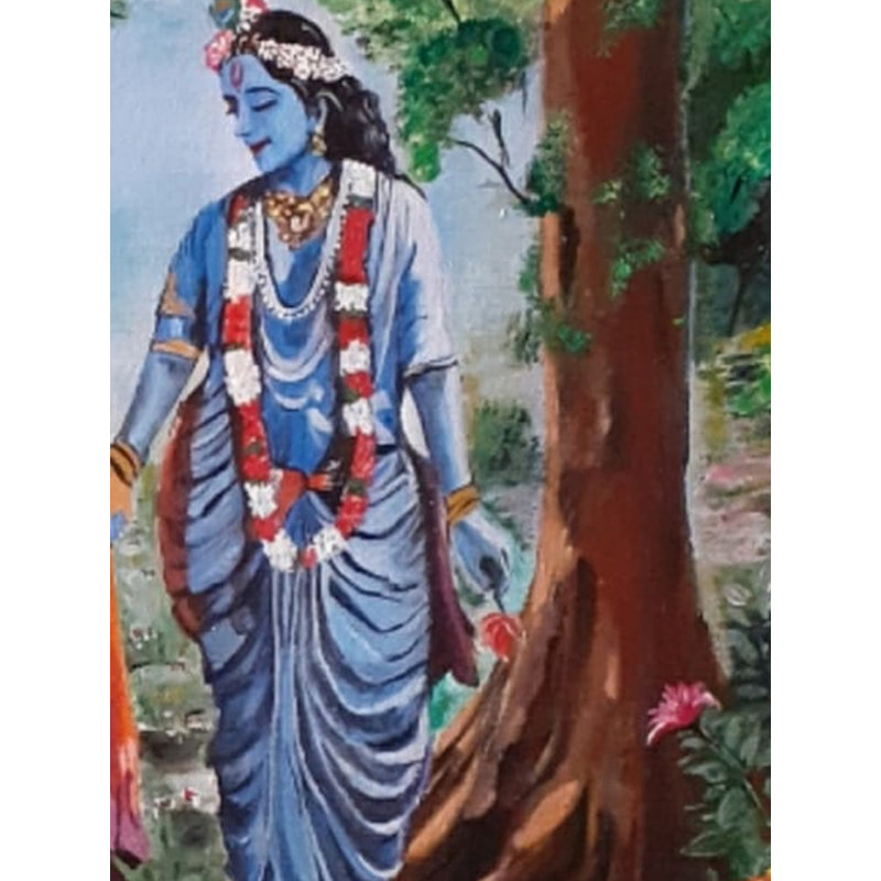 Radha Krishna à Madhuban | Acrylique sur toile | Par Jyoti Rathore | Sans cadre